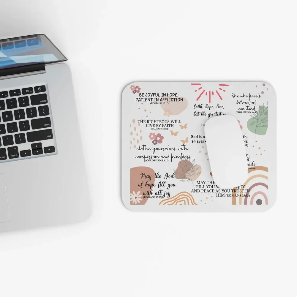 Inspirational Bible Verse Mouse Pad | Pastel Floral Christian Desk Mat